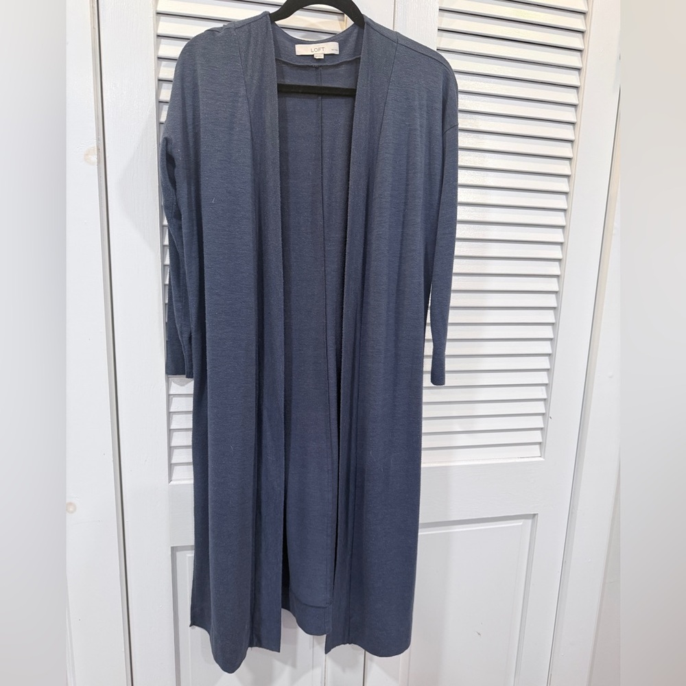 LOFT Petite Long Blue Cardigan